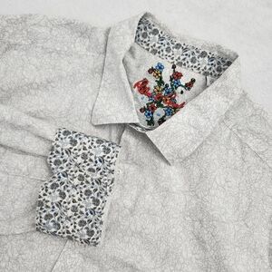 ROBERT GRAHAM Men's Button Up Dress Shirt Classic Fit White Grey‎ Abstract 2XL